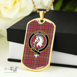 ScottishPlaid Hepburn Weathered Clan Tartan Dog Tag Necklace - Crest Classic Scottish Plaid Tartan Plaid