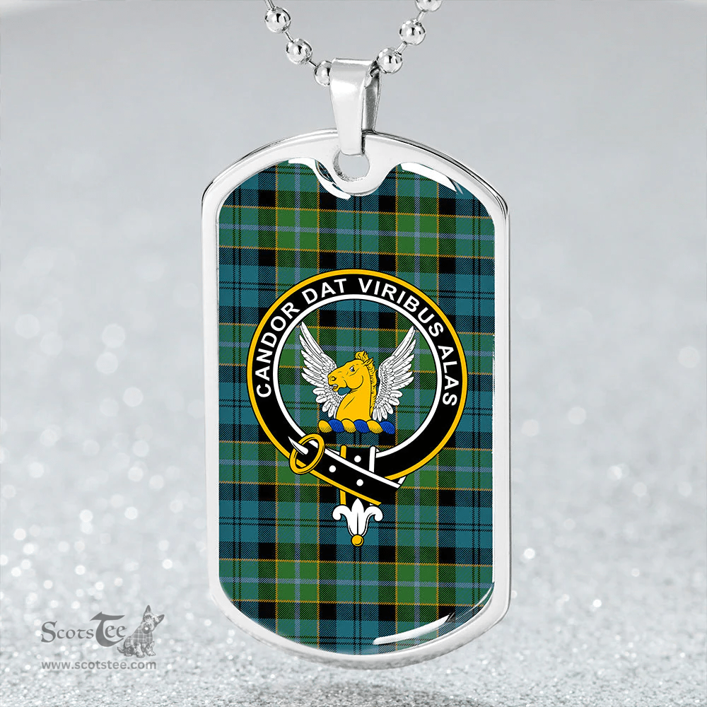 ScottishPlaid Hogarth Ancient Clan Tartan Dog Tag Necklace - Crest Classic Scottish Plaid Tartan Plaid