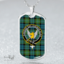 ScottishPlaid Hogarth Ancient Clan Tartan Dog Tag Necklace - Crest Classic Scottish Plaid Tartan Plaid