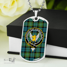 ScottishPlaid Hogarth Ancient Clan Tartan Dog Tag Necklace - Crest Classic Scottish Plaid Tartan Plaid