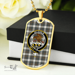 ScottishPlaid Graham Dress Weathered Clan Tartan Dog Tag Necklace - Crest Classic Scottish Plaid Tartan Plaid