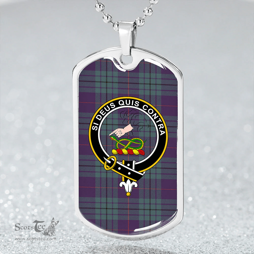 ScottishPlaid Hutton Weathered Clan Tartan Dog Tag Necklace - Crest Classic Scottish Plaid Tartan Plaid