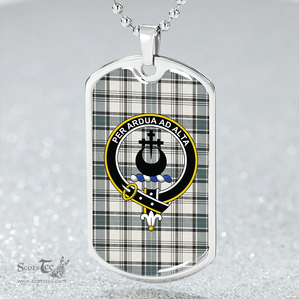 ScottishPlaid Hannay (Haney) (Hanna of Sorbie) Weathered Clan Tartan Dog Tag Necklace - Crest Classic Scottish Plaid Tartan Plaid