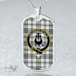 ScottishPlaid Hannay (Haney) (Hanna of Sorbie) Weathered Clan Tartan Dog Tag Necklace - Crest Classic Scottish Plaid Tartan Plaid