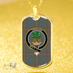 ScottishPlaid Hamilton Hunting Weathered Clan Tartan Dog Tag Necklace - Crest Classic Scottish Plaid Tartan Plaid