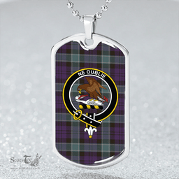 ScottishPlaid Graham of Menteith Plaid Weathered Clan Tartan Dog Tag Necklace - Crest Classic Scottish Plaid Tartan Plaid