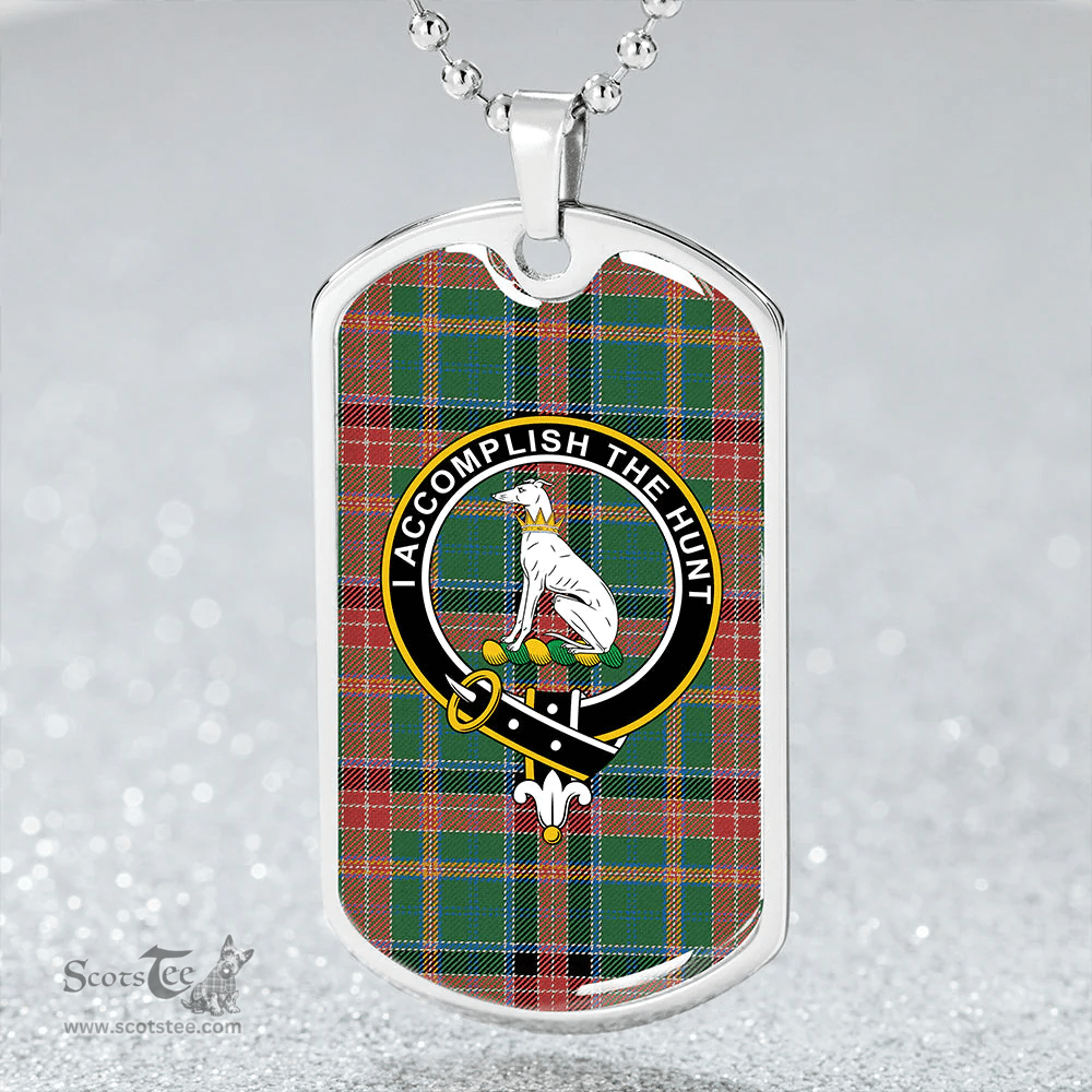 ScottishPlaid Hunter Old (Michael Old) Ancient Clan Tartan Dog Tag Necklace - Crest Classic Scottish Plaid Tartan Plaid
