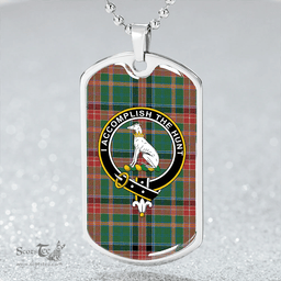 ScottishPlaid Hunter Old (Michael Old) Ancient Clan Tartan Dog Tag Necklace - Crest Classic Scottish Plaid Tartan Plaid