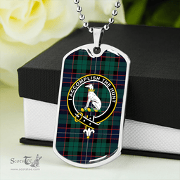 ScottishPlaid Hunter (Michael) Modern Clan Tartan Dog Tag Necklace - Crest Classic Scottish Plaid Tartan Plaid