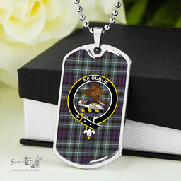 ScottishPlaid Graham of Montrose Weathered Clan Tartan Dog Tag Necklace - Crest Classic Scottish Plaid Tartan Plaid