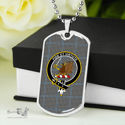 ScottishPlaid Gladstone Clan Tartan Dog Tag Necklace - Crest Classic Scottish Plaid Tartan Plaid