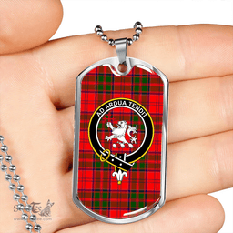 ScottishPlaid Heron Clan Tartan Dog Tag Necklace - Crest Classic Scottish Plaid Tartan Plaid