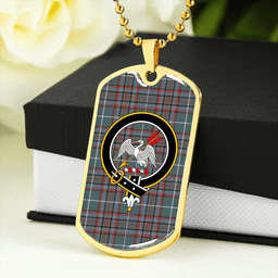 ScottishPlaid Gammell Dress Weathered Clan Tartan Dog Tag Necklace - Crest Classic Scottish Plaid Tartan Plaid
