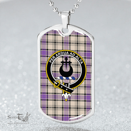 ScottishPlaid Hannay (Haney) (Hanna of Sorbie) Ancient Clan Tartan Dog Tag Necklace - Crest Classic Scottish Plaid Tartan Plaid