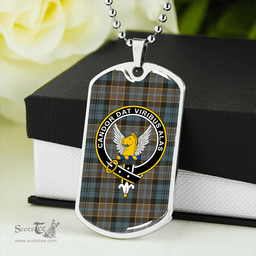 ScottishPlaid Hogarth Weathered Clan Tartan Dog Tag Necklace - Crest Classic Scottish Plaid Tartan Plaid