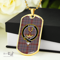 ScottishPlaid Gordon Red (1819) (Gordon Old Huntly) Weathered Clan Tartan Dog Tag Necklace - Crest Classic Scottish Plaid Tartan Plaid