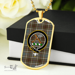 ScottishPlaid Hislop #2 Weathered Clan Tartan Dog Tag Necklace - Crest Classic Scottish Plaid Tartan Plaid