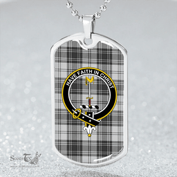 ScottishPlaid Glendinning Clan Tartan Dog Tag Necklace - Crest Classic Scottish Plaid Tartan Plaid