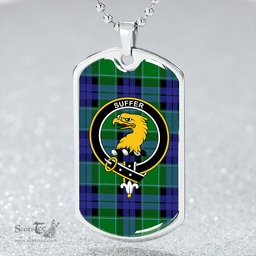 ScottishPlaid Haldane Clan Tartan Dog Tag Necklace - Crest Classic Scottish Plaid Tartan Plaid