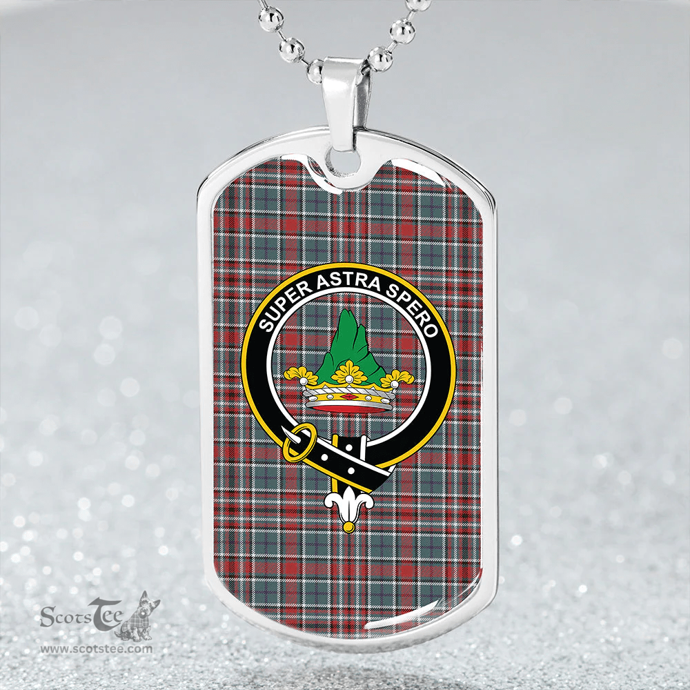 ScottishPlaid Gayre Bodyguard #2 Weathered Clan Tartan Dog Tag Necklace - Crest Classic Scottish Plaid Tartan Plaid