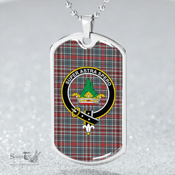 ScottishPlaid Gayre Bodyguard #2 Weathered Clan Tartan Dog Tag Necklace - Crest Classic Scottish Plaid Tartan Plaid
