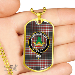 ScottishPlaid Gayre Bodyguard Weathered Clan Tartan Dog Tag Necklace - Crest Classic Scottish Plaid Tartan Plaid