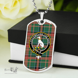 ScottishPlaid Hunter Old (Michael Old) Ancient Clan Tartan Dog Tag Necklace - Crest Classic Scottish Plaid Tartan Plaid