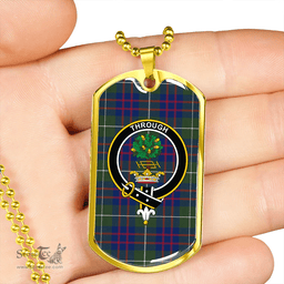 ScottishPlaid Hamilton of Clayton Modern Clan Tartan Dog Tag Necklace - Crest Classic Scottish Plaid Tartan Plaid