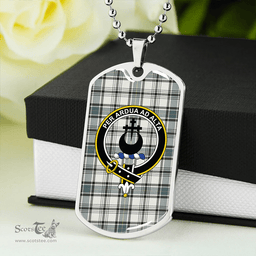 ScottishPlaid Hannay (Haney) (Hanna of Sorbie) Weathered Clan Tartan Dog Tag Necklace - Crest Classic Scottish Plaid Tartan Plaid