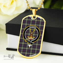 ScottishPlaid Gordon Old (Gordon 1842) Weathered Clan Tartan Dog Tag Necklace - Crest Classic Scottish Plaid Tartan Plaid