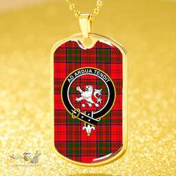 ScottishPlaid Heron Clan Tartan Dog Tag Necklace - Crest Classic Scottish Plaid Tartan Plaid