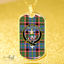 ScottishPlaid Glass Clan Tartan Dog Tag Necklace - Crest Classic Scottish Plaid Tartan Plaid