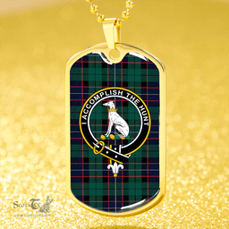 ScottishPlaid Hunter (Michael) Modern Clan Tartan Dog Tag Necklace - Crest Classic Scottish Plaid Tartan Plaid