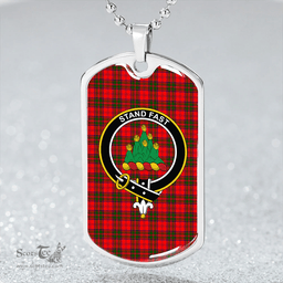 ScottishPlaid Grant Modern Clan Tartan Dog Tag Necklace - Crest Classic Scottish Plaid Tartan Plaid