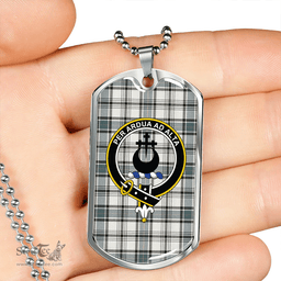 ScottishPlaid Hannay (Haney) (Hanna of Sorbie) Weathered Clan Tartan Dog Tag Necklace - Crest Classic Scottish Plaid Tartan Plaid