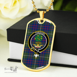 ScottishPlaid Hamilton of Clayton Modern Clan Tartan Dog Tag Necklace - Crest Classic Scottish Plaid Tartan Plaid