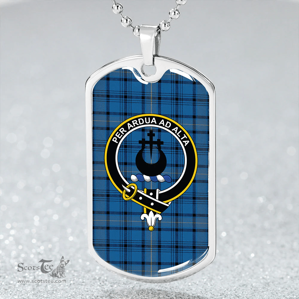 ScottishPlaid Hannay Blue (Haney Blue) Ancient Clan Tartan Dog Tag Necklace - Crest Classic Scottish Plaid Tartan Plaid