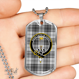 ScottishPlaid Glendinning Clan Tartan Dog Tag Necklace - Crest Classic Scottish Plaid Tartan Plaid