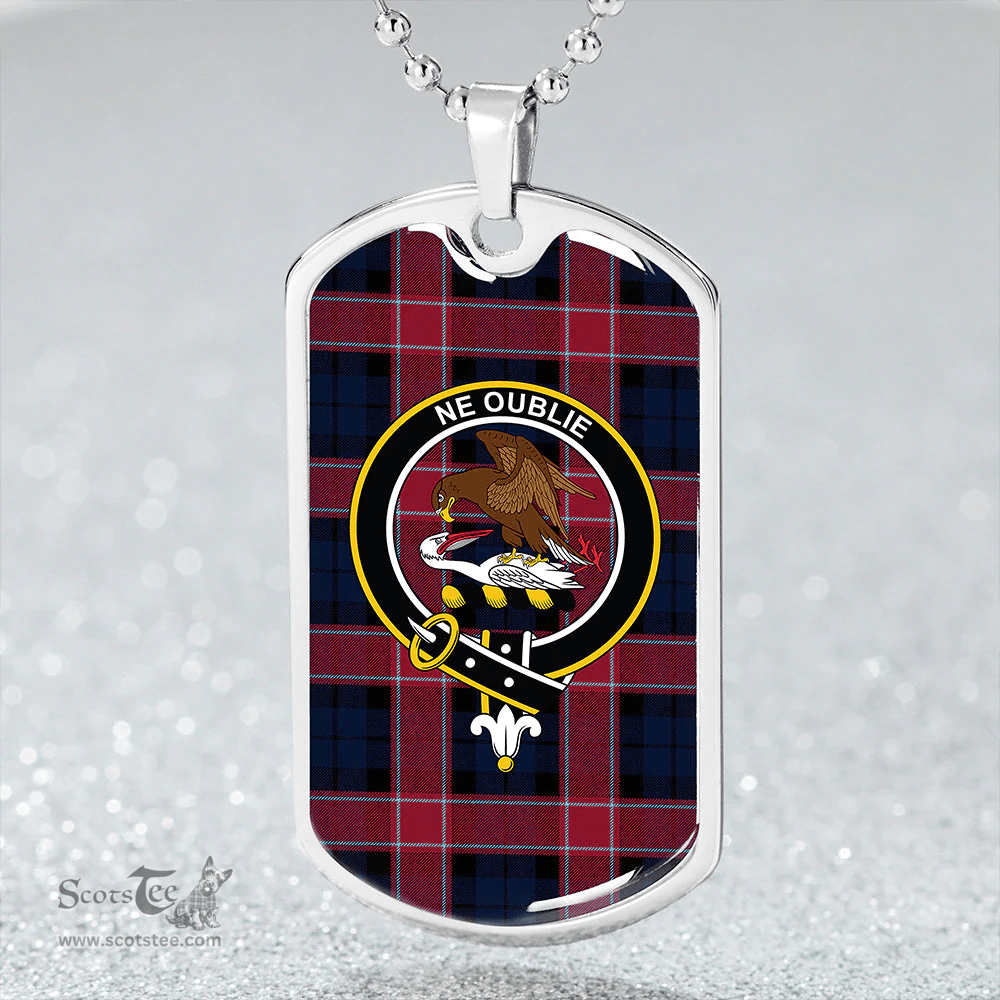 ScottishPlaid Graham of Menteith Red Modern Clan Tartan Dog Tag Necklace - Crest Classic Scottish Plaid Tartan Plaid