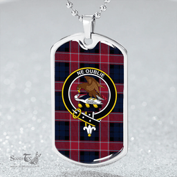 ScottishPlaid Graham of Menteith Red Modern Clan Tartan Dog Tag Necklace - Crest Classic Scottish Plaid Tartan Plaid