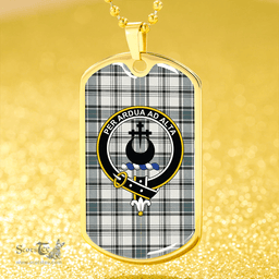 ScottishPlaid Hannay (Haney) (Hanna of Sorbie) Weathered Clan Tartan Dog Tag Necklace - Crest Classic Scottish Plaid Tartan Plaid