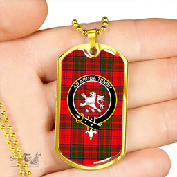 ScottishPlaid Heron Clan Tartan Dog Tag Necklace - Crest Classic Scottish Plaid Tartan Plaid