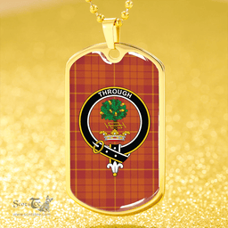 ScottishPlaid Hamilton Weatheredd Ancient Clan Tartan Dog Tag Necklace - Crest Classic Scottish Plaid Tartan Plaid