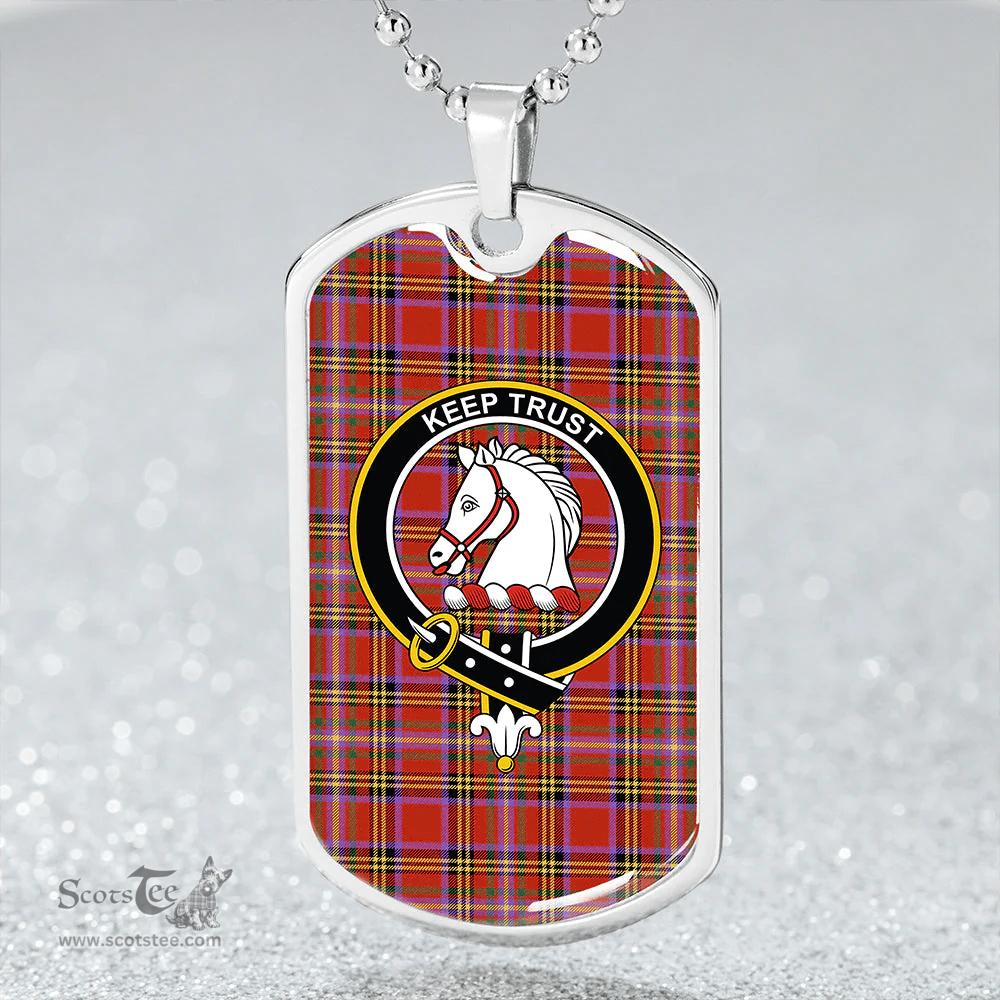 ScottishPlaid Hepburn Ancient Clan Tartan Dog Tag Necklace - Crest Classic Scottish Plaid Tartan Plaid