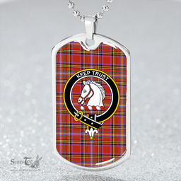 ScottishPlaid Hepburn Ancient Clan Tartan Dog Tag Necklace - Crest Classic Scottish Plaid Tartan Plaid