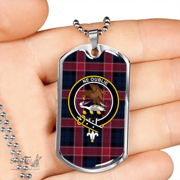 ScottishPlaid Graham of Menteith Red Modern Clan Tartan Dog Tag Necklace - Crest Classic Scottish Plaid Tartan Plaid