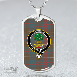 ScottishPlaid Hamilton of Clayton Weathered Clan Tartan Dog Tag Necklace - Crest Classic Scottish Plaid Tartan Plaid