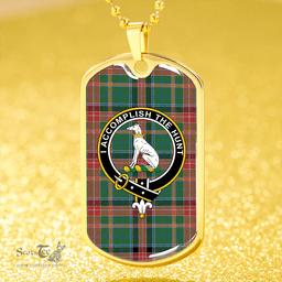 ScottishPlaid Hunter Old (Michael Old) Ancient Clan Tartan Dog Tag Necklace - Crest Classic Scottish Plaid Tartan Plaid