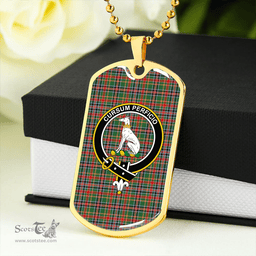 ScottishPlaid Hunter Old #3 Weathered Clan Tartan Dog Tag Necklace - Crest Classic Scottish Plaid Tartan Plaid