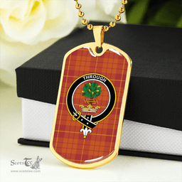 ScottishPlaid Hamilton Weatheredd Ancient Clan Tartan Dog Tag Necklace - Crest Classic Scottish Plaid Tartan Plaid
